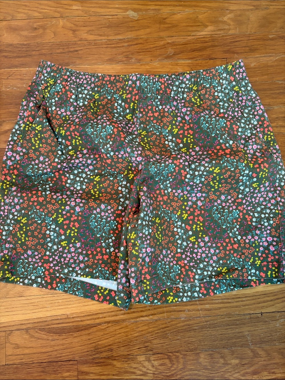Lands' End High-Waist Floral Print Shorts in Brown Multicolor